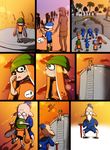  5girls comic domino_mask highres hug inkling mask monster_boy monster_girl multiple_boys multiple_girls n-zap_(splatoon) old_man silent_comic splatoon_(series) splatoon_1 splattershot_(splatoon) tears yoshida_inuhito 