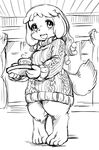  animal_crossing coffe hair isabelle_(animal_crossing) kemono long_hair monochrome nintendo open_mouth setouchi_kurage video_games 