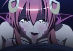  1girl breasts female highres large_breasts long_hair miia_(monster_musume) monster_girl monster_musume_no_iru_nichijou red_hair simple_background smile solo stitched tongue 
