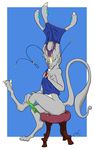  anthro female looking_back magnificent-arsehole qu&#039;eii scalie simple_background solo tentacles tongue tongue_out undressing 