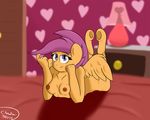  anthro anthrofied areola bed bedroom breasts chowdie equine eyelashes female friendship_is_magic horse lying mammal my_little_pony nipples nude pegasus pony scootaloo_(mlp) smile wings 