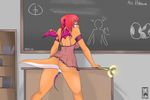  classroom clothing female hair invalid_tag linhthasack mario_bros nintendo orange_skin red_hair scalie school shirt syprus_hitoare unbirthing video_games vore wings yoshi 