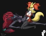  big_breasts bleu_eyes breasts delphox dryadex female female/female invalid_tag inverted_nipples nintendo nipples pok&eacute;mon pussy red_eyes video_games zoroark 