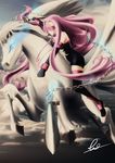  bad_id bad_pixiv_id bellerophon black_footwear black_legwear boots chain dagger elbow_gloves fate/stay_night fate_(series) gloves gradonlong highres horse long_hair nameless_dagger pegasus purple_hair rider solo thigh_boots thighhighs very_long_hair weapon zettai_ryouiki 