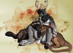  2015 anatomically_correct anatomically_correct_penis animal_genitalia anthro anthro_on_feral antlers balls bestiality butt cervine claws cum cum_inside deer ear_tag erection female feral fossa fur hair hooves horn interspecies jb_greymane krimzen_redwing licking male male/female mammal mane mustelid nude open_mouth oral penis simple_background sitting size_difference size_play smile spread_legs spreading teeth tongue tongue_out whitetail wolverine 