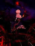 absurdres alice_margatroid back bad_id bad_pixiv_id blonde_hair boots capelet dark dress dyolf fire from_behind full_body hairband highres looking_back magic magic_circle profile puppet_strings ribbon sash short_hair solo touhou upskirt wrist_cuffs yellow_eyes 