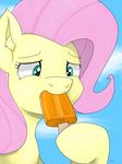  cloud equine female fluttershy_(mlp) friendship_is_magic hair hooves inner_ear_fluff lunasfolly mammal my_little_pony outside pegasus pink_hair popsicle sky wings 