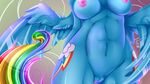  16:9 2015 abstract_background anthro anthrofied areola blue_body breasts cutie_mark equine feathered_wings feathers female friendship_is_magic hi_res knifeh mammal my_little_pony nipples nude pegasus pussy rainbow_dash_(mlp) simple_background solo wallpaper wings 