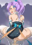  bad_id bad_pixiv_id bare_shoulders blue_eyes blush boots bow censored covering covering_crotch from_behind gloves hair_bow hair_ornament hairclip kanata_(kanata_onion) lavender_hair long_hair looking_at_viewer looking_back magical_girl masturbation one-piece_swimsuit open_mouth original pee peeing ponytail pussy saliva school_swimsuit solo spread_legs squatting swimsuit swimsuit_aside tears thighhighs 