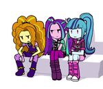  3girls adagio_dazzle adagio_dazzle_(eg) aria_blaze aria_blaze_(eg) artist_request blue_skin equestria_girls female hair multiple_girls my_little_pony my_little_pony_equestria_girls orange_hair orange_skin pink_skin ponytail simple_background sonata_dusk sonata_dusk_(eg) twintails_(disambiguation) unknown_artist 