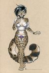  clothed clothing feline female leopard looking_at_viewer mammal shinigamigirl skimpy solo 