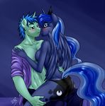  2015 anthro breasts clothed clothing equine fan_character female friendship_is_magic half-dressed horn male mammal my_little_pony panties pia-sama princess_luna_(mlp) side_boob topless underwear unicorn winged_unicorn wings 