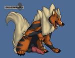  2015 animal_genitalia arcanine balls canine canine_penis chakat-silverpaws feral fur knot male mammal nintendo penis pok&eacute;mon pressenting smile video_games 