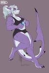  anthro clothed clothing female fish hair marine muscular muscular_female nasusbot salvia_carhina shark smile solo standing sweat thick_thighs thresher_shark water_bottle 