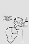  alcohol beverage big_breasts blush breasts butt english_text female food looking_at_viewer nintendo pok&eacute;mon roserade solo text upright-infinity video_games wide_hips 