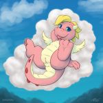  2019 anthro blue_eyes butt cassie_(dragon_tales) child claws cloud cub digital_media_(artwork) dragon dragon_tales female looking_at_viewer looking_back nude presenting presenting_hindquarters pussy scalie solo toddler wings young zekromlover 