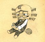  animal_crossing anthro axolotl blush bow_tie buckteeth bulge clothing dr.shrunk_(animal_crossing) erection fancy_clothing featureless_arms holding_penis humanoid_penis male monochrome nintendo pants pencil_(artwork) penis poking_out reclining solo traditional_media_(artwork) tush vest video_games 
