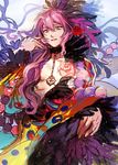  anchor_choker androgynous bad_id bad_pixiv_id banned_artist beads chain_chronicle choker feathers flower long_hair lula_(chain_chronicle) momo_alto pink_eyes pink_hair red_flower red_rose rose 