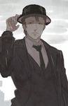  avvo_(ekireikirei) baccano! expressionless formal hat luck_gandor male_focus rain solo suit top_hat 