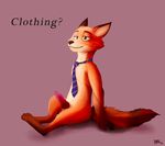 canine character_from_animated_feature_film disney erection fox green_eyes knot male mammal necktie nick_wilde nude penis solo zootopia 