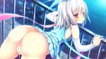  after_sex ass blush censored cum cum_in_pussy cumdrip dress elbow_gloves game_cg gloves highres looking_back love_rec. mosaic_censoring nimura_yuuji ocean outdoors solo yanase_hitomi 