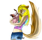  arkbeast_(artist) blonde_hair cainine clothing courage_the_cowardly_dog female hair mia shorts tie_die 