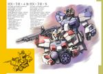  gatling_gun gradient gradient_background gun gundam gundam_g04 gundam_g05 gundam_side_story:_from_place_beyond_the_blaze mecha stats tales_(tales_of_phirmament) weapon 