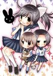  :&lt; anegasaki_nene blush bunny cat chibi kobayakawa_rinko love_plus mole mole_under_eye multiple_girls raccoon school_uniform serafuku takane_manaka takatou_ayumi 