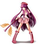  alternate_costume boots full_body hat hexagram knee_boots long_hair patchouli_knowledge pentacle pink_footwear purple_hair solo standing tdk touhou wand white_background 
