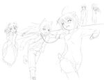  animal_ears food fruit kotarou kotarou_(wanko) mandarin_orange mikan mikan_(wanko) monochrome oumi_risa running silviana wanko_to_kurasou yusa_yuuichi 