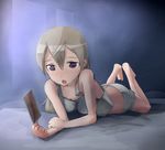  bad_id bad_pixiv_id bare_shoulders barefoot blonde_hair card eila_ilmatar_juutilainen feet holding holding_card long_hair lying open_mouth purple_eyes sadamatsu_ryuuichi solo strike_witches world_witches_series 