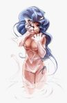  animal_ears big_hair blue_eyes blue_hair breasts cat_ears cat_tail felicia fur ji_hoon_hong large_breasts long_hair paws solo tail vampire_(game) 