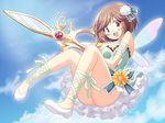  ass brown_eyes brown_hair day dekosuke dress flower hair_flower hair_ornament magical_girl meiko scissors short_dress short_hair sky smile solo sorakiri_scissors_~_dear_super_star_(vocaloid) vocaloid wings 