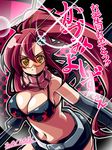  belt bikini_top breasts cleavage elbow_gloves fingerless_gloves gloves hair_ornament kibushi large_breasts long_hair midriff ponytail red_hair scarf short_shorts shorts skull_hair_ornament solo tengen_toppa_gurren_lagann yellow_eyes yoko_littner 