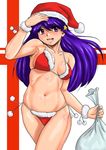  asamiya_athena girl king_of_fighters kof purple_hair santa santa_costume snk 