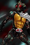 abs bad_id bad_pixiv_id belt gloves highres kamen_rider kamen_rider_amazon kamen_rider_amazon_(series) male_focus monster nof scarf solo 