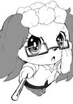  canine dog eyewear glasses jewelpet kemono mammal monochrome open_mouth sapphie teacher ukan_muri 