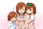  bad_id bad_pixiv_id brown_eyes brown_hair clone closed_eyes head_mounted_display last_order marupuni misaka_imouto misaka_mikoto multiple_girls school_uniform short_hair to_aru_kagaku_no_railgun to_aru_majutsu_no_index 