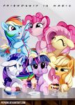  2015 applejack_(mlp) blue_eyes cherry cider dessert drink drinking equine f.r.i.e.n.d.s female fluttershy_(mlp) food friends friendship_is_magic glowing green_eyes group horn ice_cream levitation mammal milkshake my_little_pony pegasus pepooni pinkie_pie_(mlp) purple_eyes rainbow_dash_(mlp) rarity_(mlp) sparkles straw twilight_sparkle_(mlp) unicorn winged_unicorn wings 