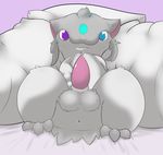  alternate_color anus balls bed ferret_cyan heterochromia looking_at_viewer male nintendo penis pillow pok&eacute;mon quilava showing_cock sitting smirk solo tapering_penis video_games 
