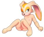  2015 alpha_channel anthro b-ern bedroom_eyes breasts brown_eyes cream_the_rabbit cub erect_nipples female flat_chested fur half-closed_eyes lagomorph looking_at_viewer mammal nipples nude presenting presenting_pussy pussy rabbit simple_background sitting smirk solo sonic_(series) tan_fur transparent_background white_sclera young 
