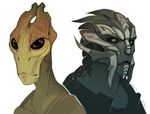  2014 alien close-up duo green_eyes male mass_effect not_furry salarian shade-shypervert simple_background spots turian video_games 