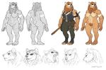  anthro bear butt claws clothing fangs female mammal muscles nude oia open_mouth piercing shade-shypervert solo standing tongue weapon 