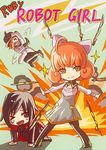  &gt;_o 1boy 2girls android gloves hat moai_(moai_world) multiple_girls open_mouth orange_hair penny_(rwby) roman_torchwick ruby_rose rwby short_hair simple_background wink 
