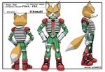  anthro black_nose boots canine clothing english_text footwear fox fox_mccloud h.komaki jacket male mammal nintendo official_art shoulder_pads solo star_fox text video_games 