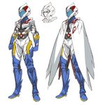  armor cape gatchaman gatchaman_crowds helmet ken_the_eagle male_focus shimotsuki_eight simple_background solo white_background 