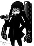  bad_id bad_pixiv_id black domino_mask greyscale holding inkling kuro_yuzu long_hair long_sleeves mask monochrome no_nose paint_roller simple_background solo splat_roller_(splatoon) splatoon_(series) splatoon_1 squid tentacle_hair white_background 