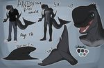  animal_genitalia anthro blue_eyes cetacean clothed clothing convicted-clown genital_slit male mammal marine model_sheet nude open_mouth pilot_whale sharp_teeth slit solo teeth whale 