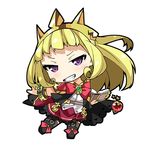  blonde_hair book boots bow bracelet cagliostro_(granblue_fantasy) cape chibi crown gem granblue_fantasy jewelry long_hair lowres nyagakiya ornament purple_eyes smile smirk solo thigh_boots thighhighs 