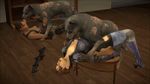  3d bestiality breasts canine dog feral gun human human_on_feral interspecies jenny92 jill_valentine lying mammal missionary_position on_back ranged_weapon resident_evil sex sheva_alomar weapon 
